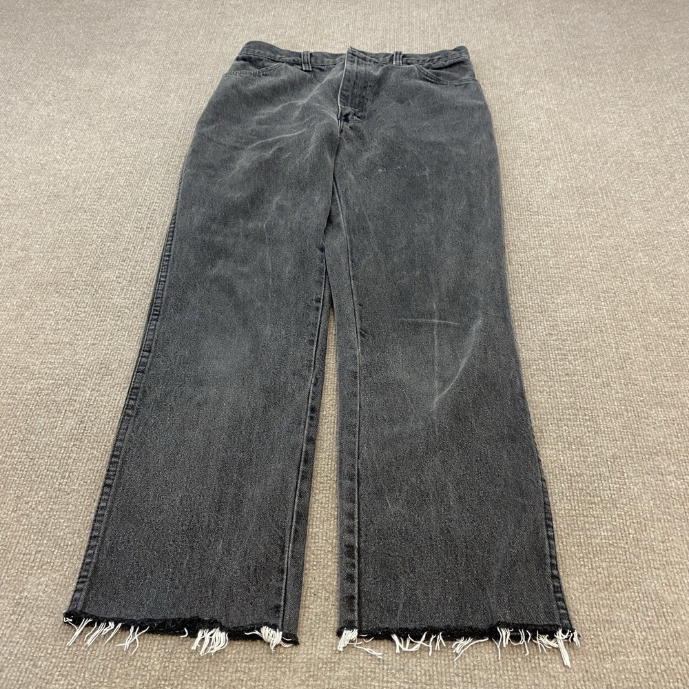 Vtg Rustler Straight Jeans Mens 32 Fits 31x28 Distressed Denim USA Made Raw Hem